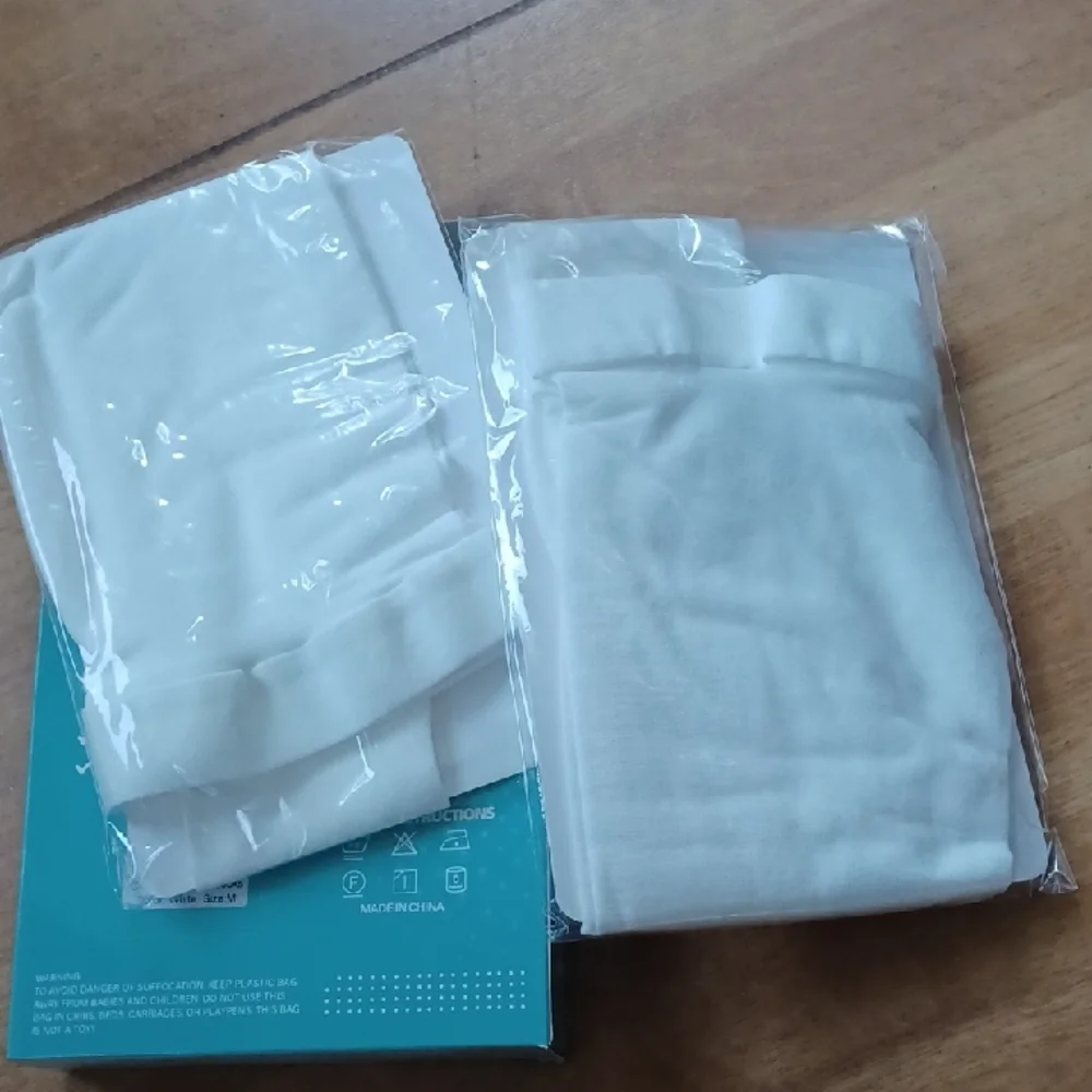 Anti-Embolism Compression Stockings - White 2 Pair Size Medium, Thigh High